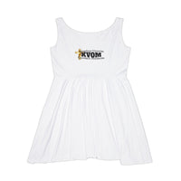 KVOM Logo Women's Skater Dress, White, Black Logo