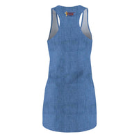 KVOM Maroon Logo Mid-Blue Denim Racerback Dress-KVOM