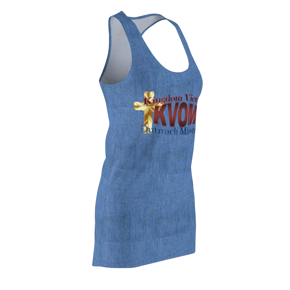 KVOM Maroon Logo Mid-Blue Denim Racerback Dress-KVOM