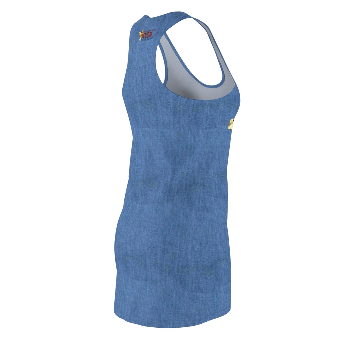 KVOM Maroon Logo Mid-Blue Denim Racerback Dress-KVOM