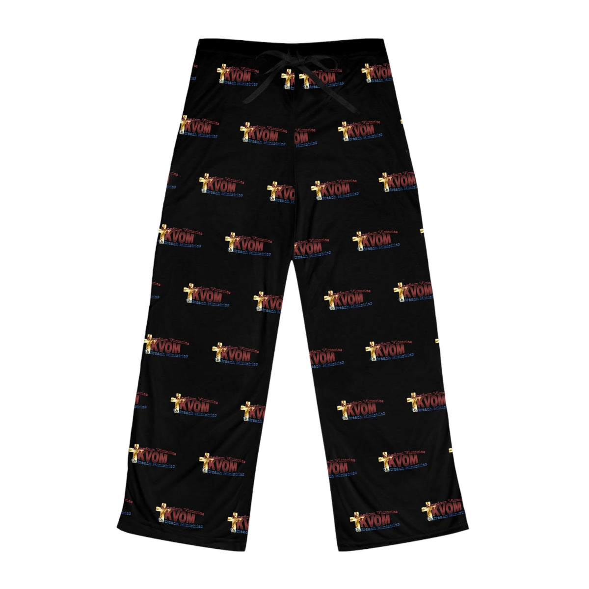 KVOM Maroon Logo Patterned Women's Comfy Pants, Black-KVOM