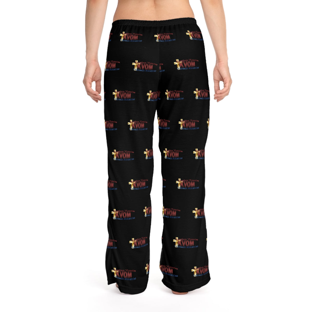 KVOM Maroon Logo Patterned Women's Comfy Pants, Black-KVOM