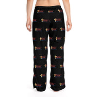 KVOM Maroon Logo Patterned Women's Comfy Pants, Black-KVOM