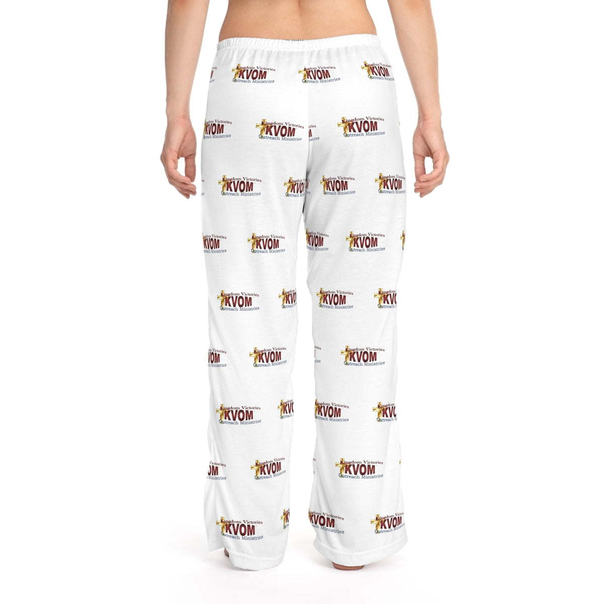 KVOM Maroon Logo Patterned Women's Comfy Pants, White-KVOM