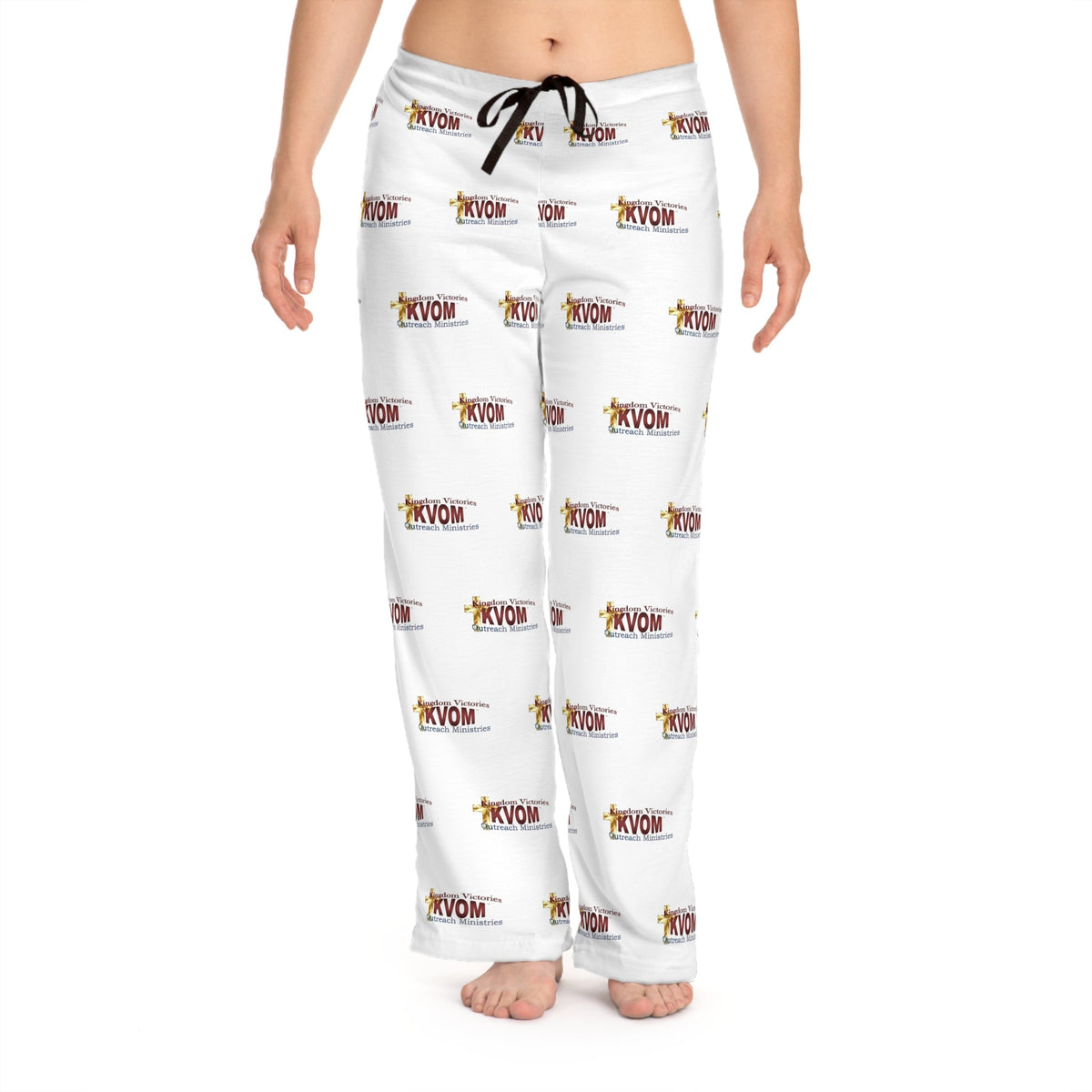 KVOM Maroon Logo Patterned Women's Comfy Pants, White-KVOM