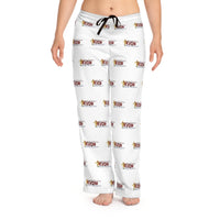 KVOM Maroon Logo Patterned Women's Comfy Pants, White-KVOM