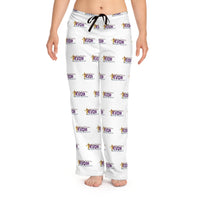 KVOM Maroon Logo Patterned Women's Comfy Pants, White-KVOM