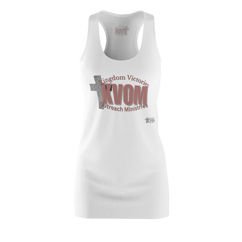 KVOM Mauve Logo Women's Racerback Dress White-KVOM