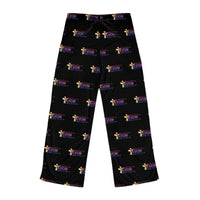 KVOM Moses Temple Colored Logo Patterned Women's Comfy Pants, Black-KVOM