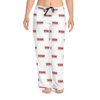 KVOM Red Logo Women's Comfy Pants, White-KVOM