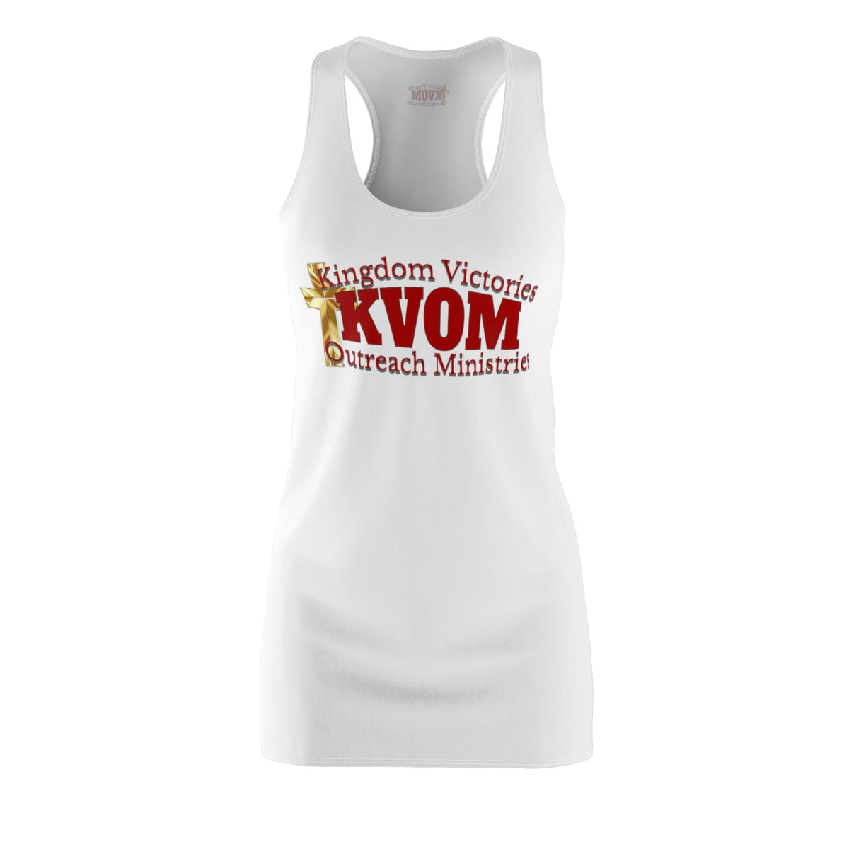 KVOM Red Logo Women's Racerback Dress White-KVOM