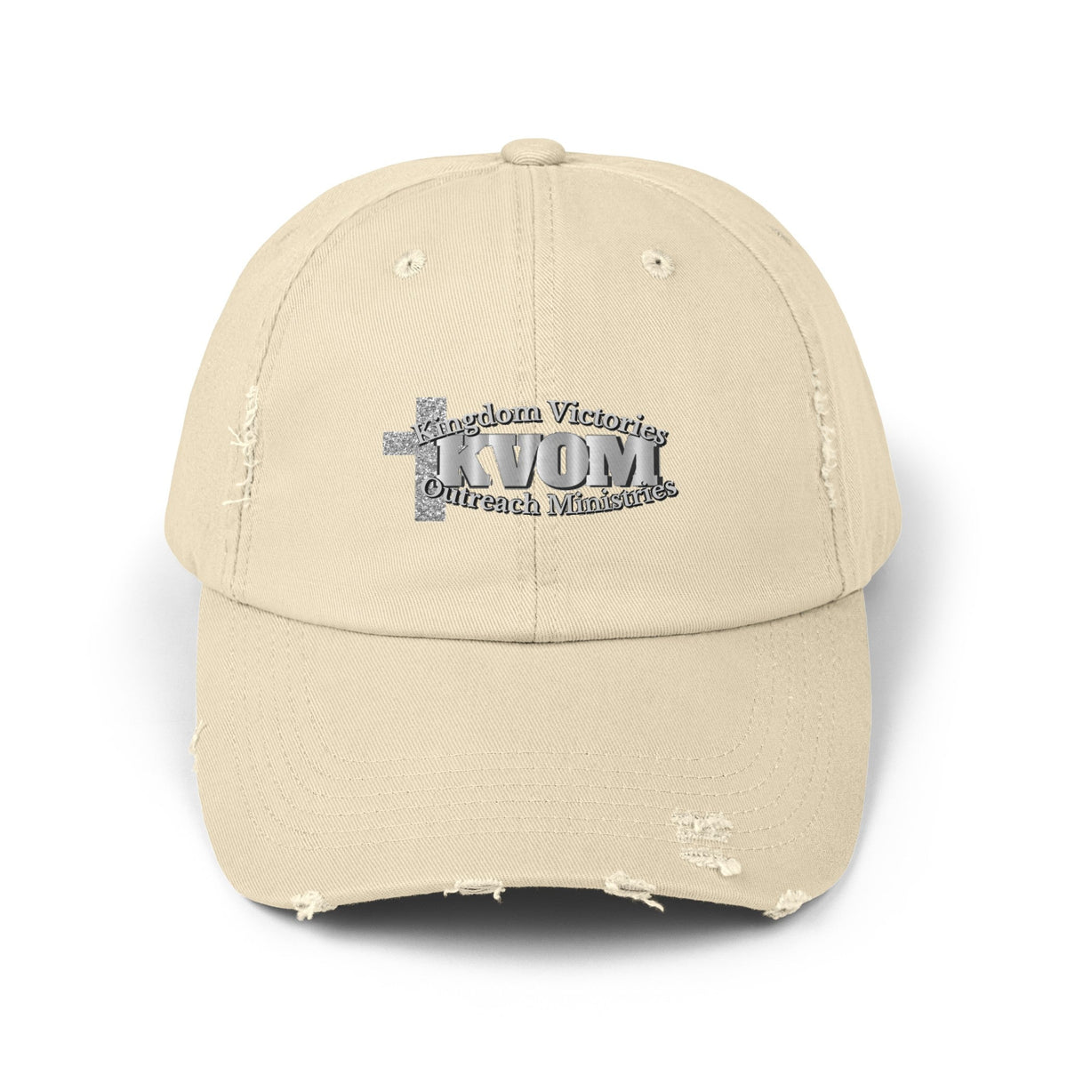 KVOM Silver Steel Logo Distressed Cap-KVOM; Christian Clothing; Women’s Clothing; Men's Clothes, Men's Hats, Women’s T-Shirts; Hoodies Sale; Ladies Tops; Ladies Dresses; Floral Tops; Floral Dresses; Flower Clothes; Activewear; Glorious; Psalms; Blessings On Blessings; Teens Clothing; Christian Book Store; Girl’s Clothing Sale; Mother’s Day Sale; Gifts For Sister; Christian Gifts; Gifts for Daughter; Spring Sale; Clearance Sale; Jesus; Christ Is King; Holy Ghost; God Got Me; Spiritual Warrior; Prophetic; Ble