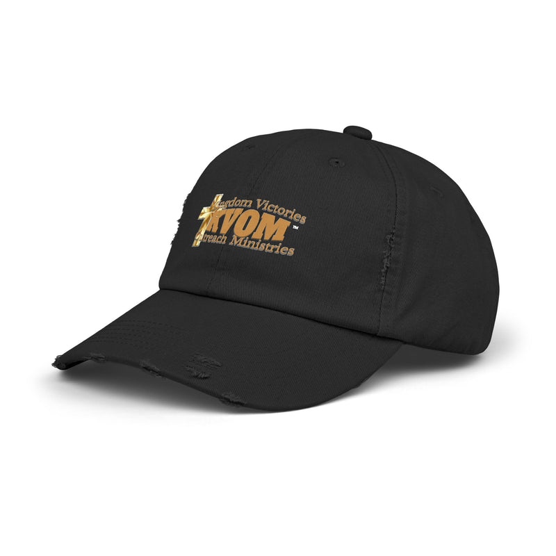 KVOM True Gold Logo Distressed Cap-KVOM; Christian Clothing; Women’s Clothing; Men's Clothes, Men's Hats, Women’s T-Shirts; Hoodies Sale; Ladies Tops; Ladies Dresses; Floral Tops; Floral Dresses; Flower Clothes; Activewear; Glorious; Psalms; Blessings On Blessings; Teens Clothing; Christian Book Store; Girl’s Clothing Sale; Mother’s Day Sale; Gifts For Sister; Christian Gifts; Gifts for Daughter; Spring Sale; Clearance Sale; Jesus; Christ Is King; Holy Ghost; God Got Me; Spiritual Warrior; Prophetic; Blessi