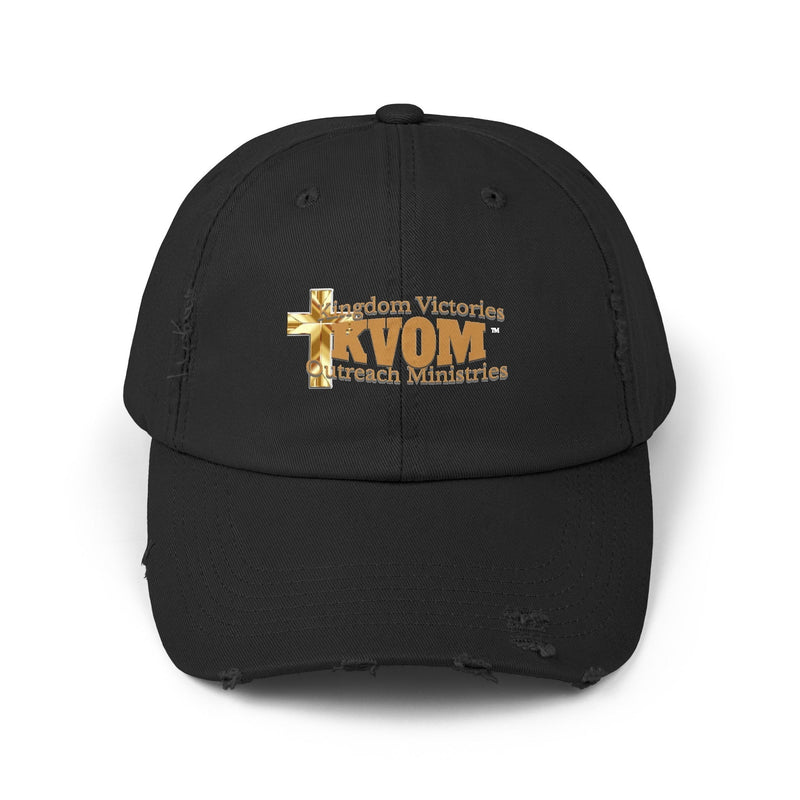 KVOM True Gold Logo Distressed Cap-KVOM; Christian Clothing; Women’s Clothing; Men's Clothes, Men's Hats, Women’s T-Shirts; Hoodies Sale; Ladies Tops; Ladies Dresses; Floral Tops; Floral Dresses; Flower Clothes; Activewear; Glorious; Psalms; Blessings On Blessings; Teens Clothing; Christian Book Store; Girl’s Clothing Sale; Mother’s Day Sale; Gifts For Sister; Christian Gifts; Gifts for Daughter; Spring Sale; Clearance Sale; Jesus; Christ Is King; Holy Ghost; God Got Me; Spiritual Warrior; Prophetic; Blessi