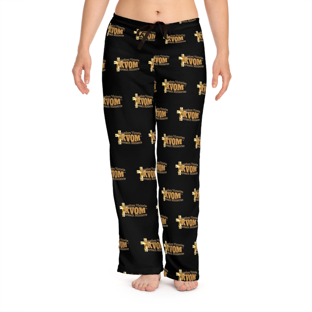 KVOM True Gold Logo Patterned Women's Comfy Pants, Black-KVOM