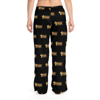 KVOM True Gold Logo Patterned Women's Comfy Pants, Black-KVOM