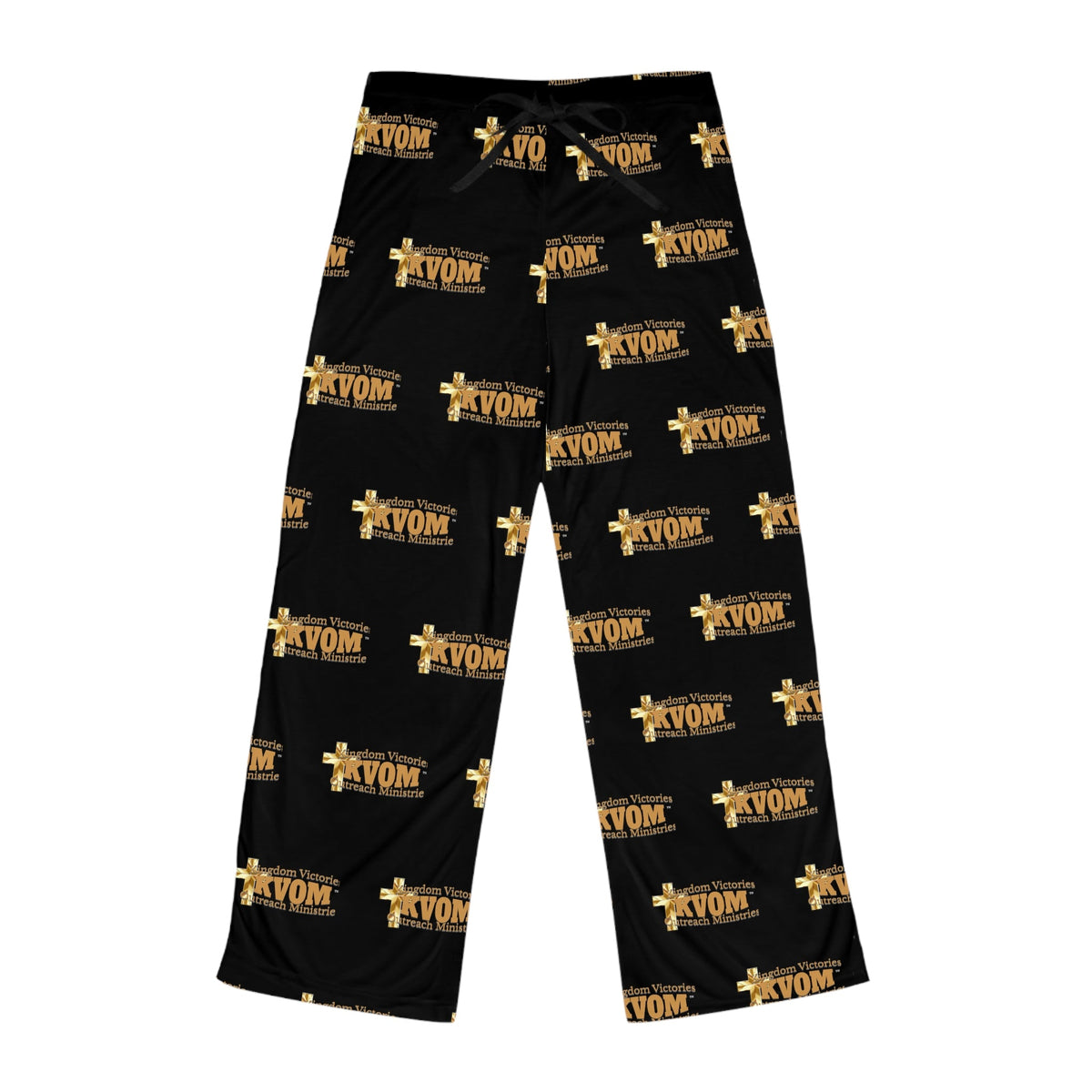 KVOM True Gold Logo Patterned Women's Comfy Pants, Black-KVOM