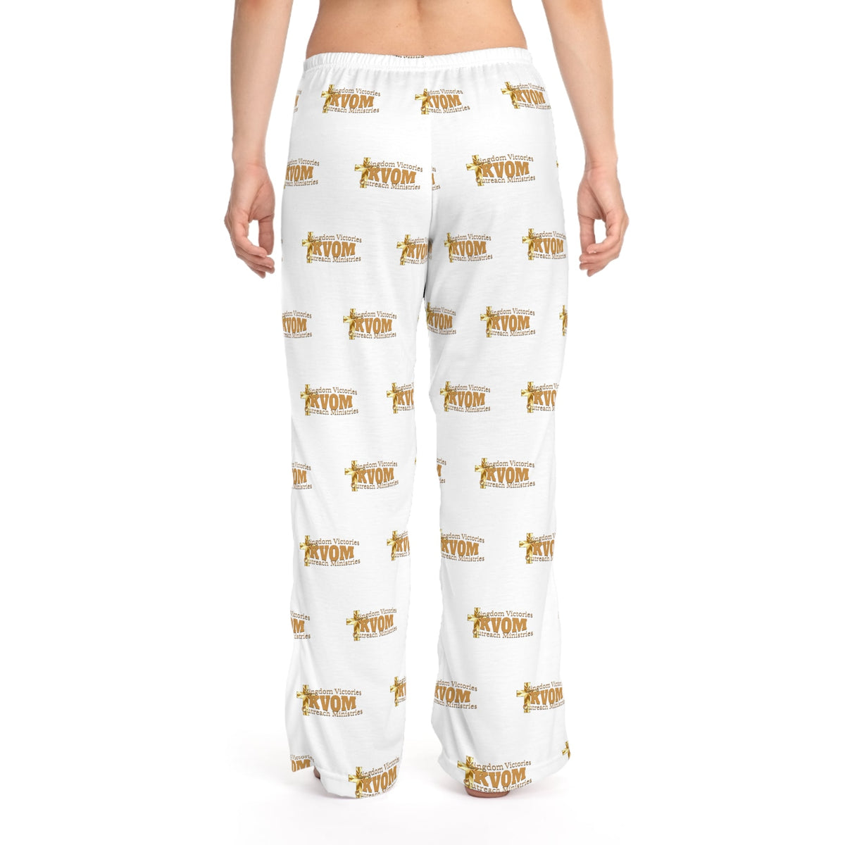 KVOM True Gold Logo Patterned Women's Comfy Pants, White-KVOM