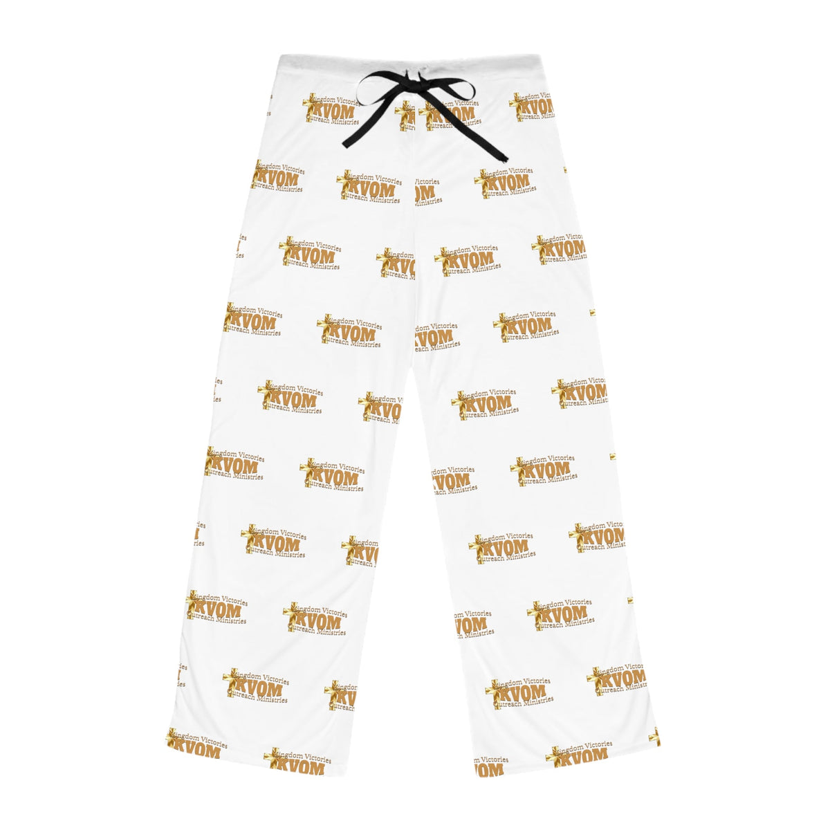 KVOM True Gold Logo Patterned Women's Comfy Pants, White-KVOM