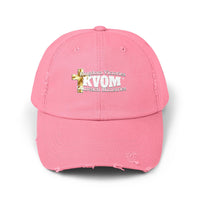 KVOM White Logo Distressed Cap-KVOM; Christian Clothing; Women’s Clothing; Men's Clothes, Men's Hats, Women’s T-Shirts; Hoodies Sale; Ladies Tops; Ladies Dresses; Floral Tops; Floral Dresses; Flower Clothes; Activewear; Glorious; Psalms; Blessings On Blessings; Teens Clothing; Christian Book Store; Girl’s Clothing Sale; Mother’s Day Sale; Gifts For Sister; Christian Gifts; Gifts for Daughter; Spring Sale; Clearance Sale; Jesus; Christ Is King; Holy Ghost; God Got Me; Spiritual Warrior; Prophetic; Blessings;