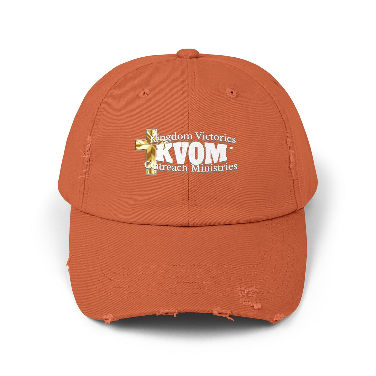 KVOM White Logo Distressed Cap-KVOM; Christian Clothing; Women’s Clothing; Men's Clothes, Men's Hats, Women’s T-Shirts; Hoodies Sale; Ladies Tops; Ladies Dresses; Floral Tops; Floral Dresses; Flower Clothes; Activewear; Glorious; Psalms; Blessings On Blessings; Teens Clothing; Christian Book Store; Girl’s Clothing Sale; Mother’s Day Sale; Gifts For Sister; Christian Gifts; Gifts for Daughter; Spring Sale; Clearance Sale; Jesus; Christ Is King; Holy Ghost; God Got Me; Spiritual Warrior; Prophetic; Blessings;