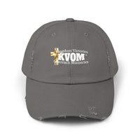 KVOM White Logo Distressed Cap-KVOM; Christian Clothing; Women’s Clothing; Men's Clothes, Men's Hats, Women’s T-Shirts; Hoodies Sale; Ladies Tops; Ladies Dresses; Floral Tops; Floral Dresses; Flower Clothes; Activewear; Glorious; Psalms; Blessings On Blessings; Teens Clothing; Christian Book Store; Girl’s Clothing Sale; Mother’s Day Sale; Gifts For Sister; Christian Gifts; Gifts for Daughter; Spring Sale; Clearance Sale; Jesus; Christ Is King; Holy Ghost; God Got Me; Spiritual Warrior; Prophetic; Blessings;