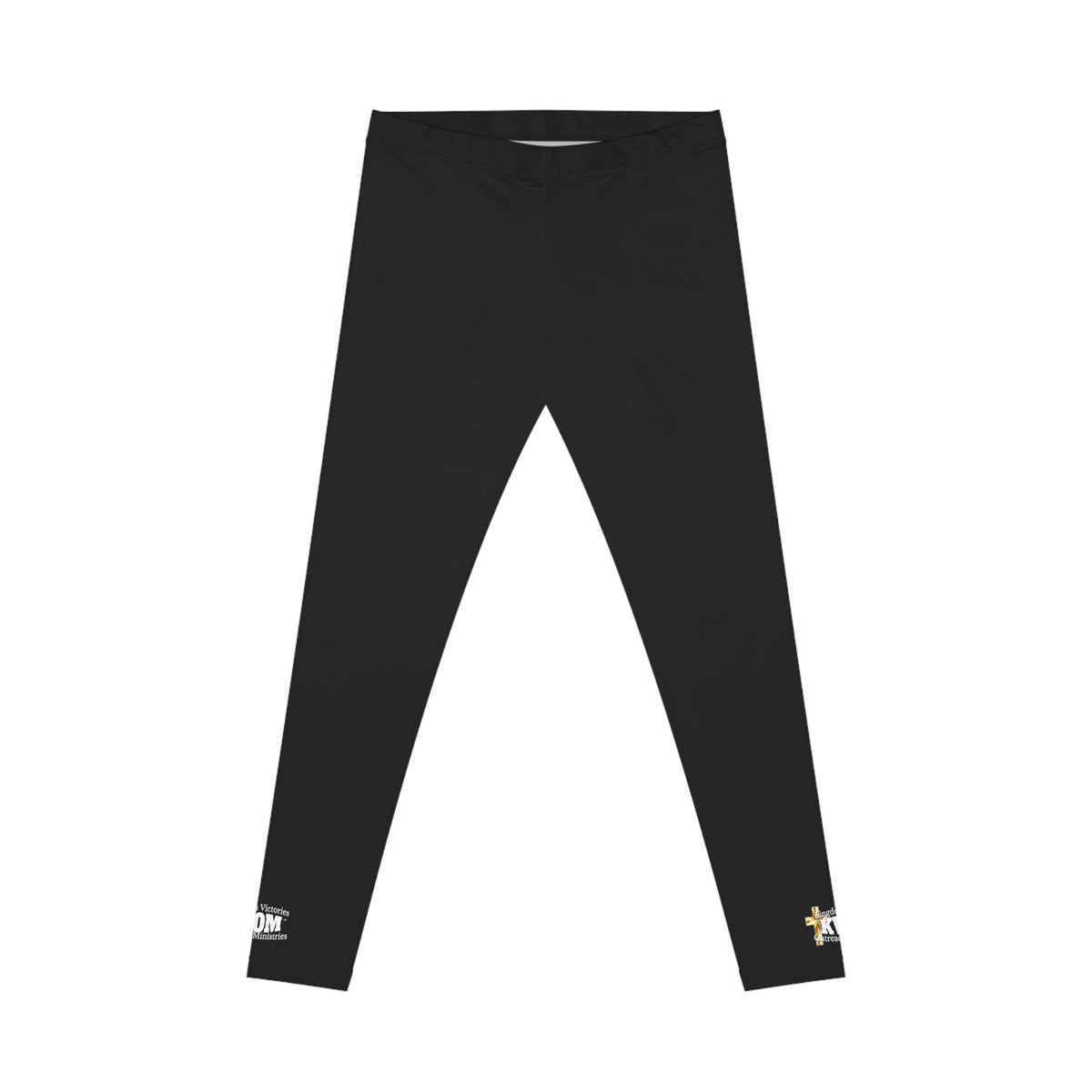 KVOM White Logo Women's Casual Leggings Black-KVOM