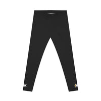 KVOM White Logo Women's Casual Leggings Black-KVOM