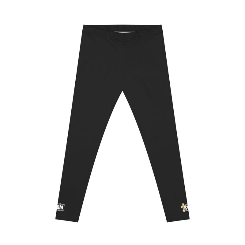 KVOM White Logo Women's Casual Leggings Black-KVOM