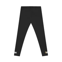 KVOM White Logo Women's Casual Leggings Black-KVOM