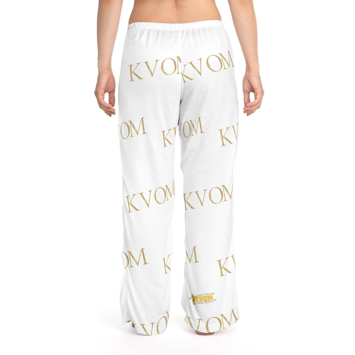 KVOM Women's Comfy Pants, White & Gold-KVOM