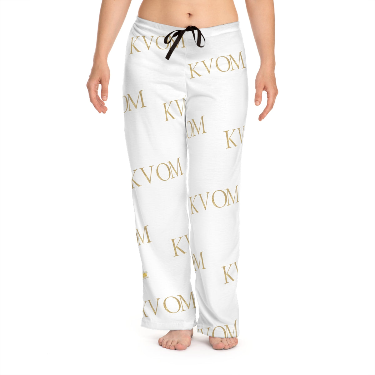 KVOM Women's Comfy Pants, White & Gold-KVOM