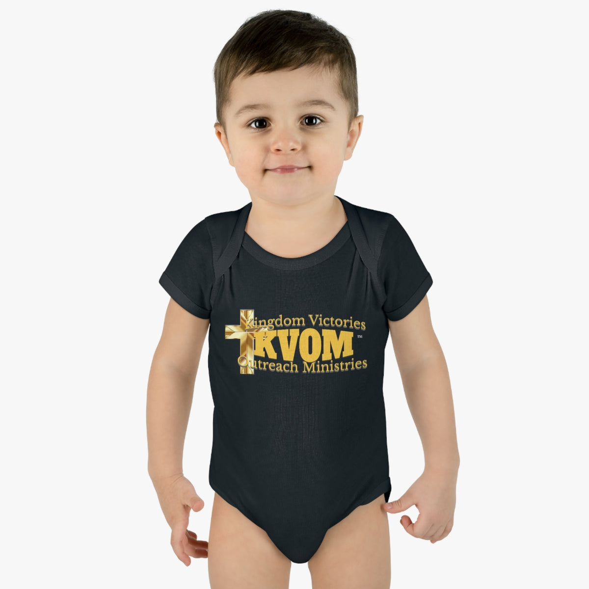 KVOM Yellow Gold Logo Baby Onsie-Children's Clothing-KVOM