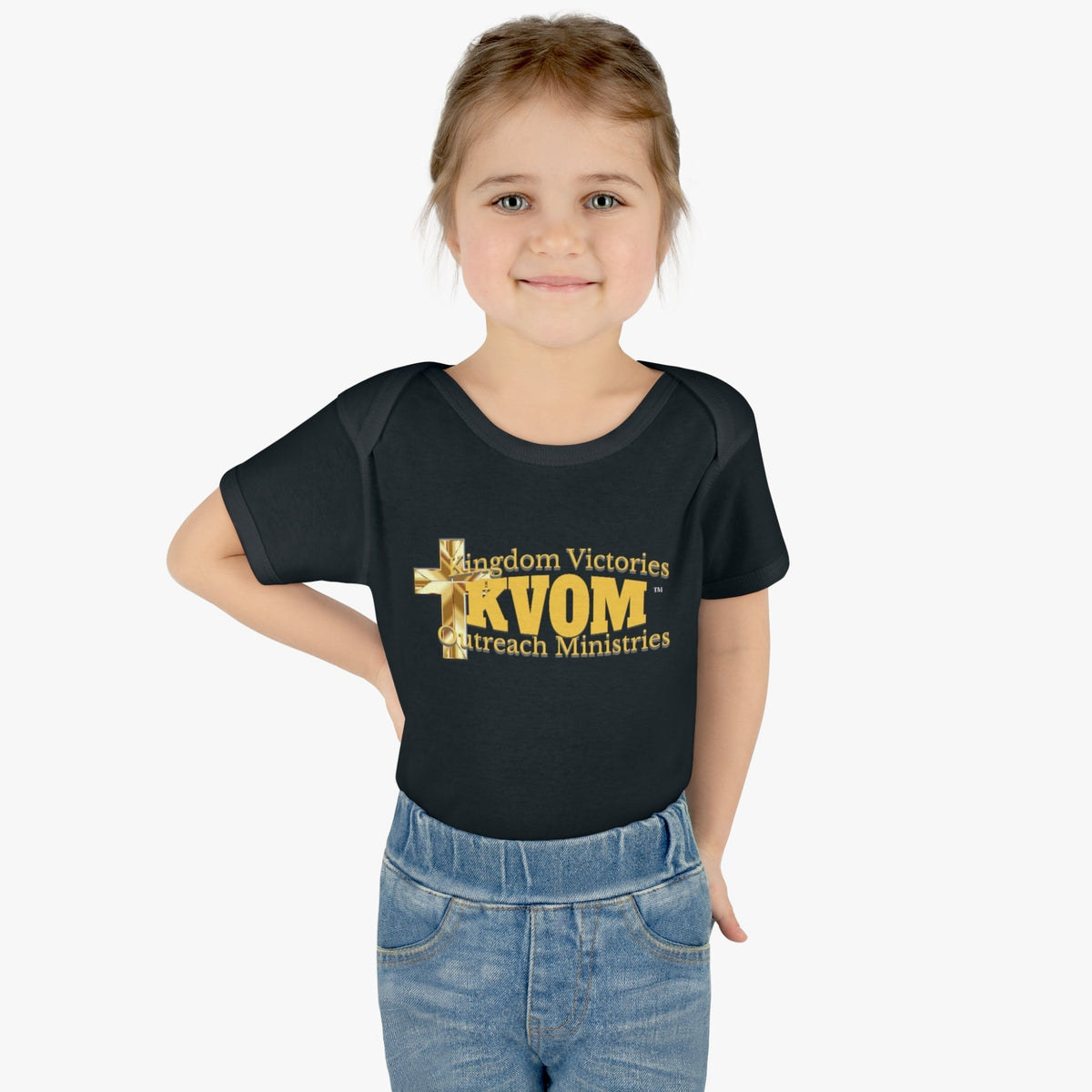 KVOM Yellow Gold Logo Baby Onsie-Children's Clothing-KVOM