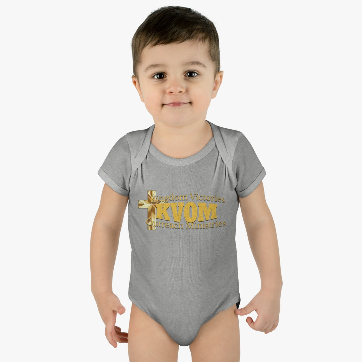 KVOM Yellow Gold Logo Baby Onsie-Children's Clothing-KVOM