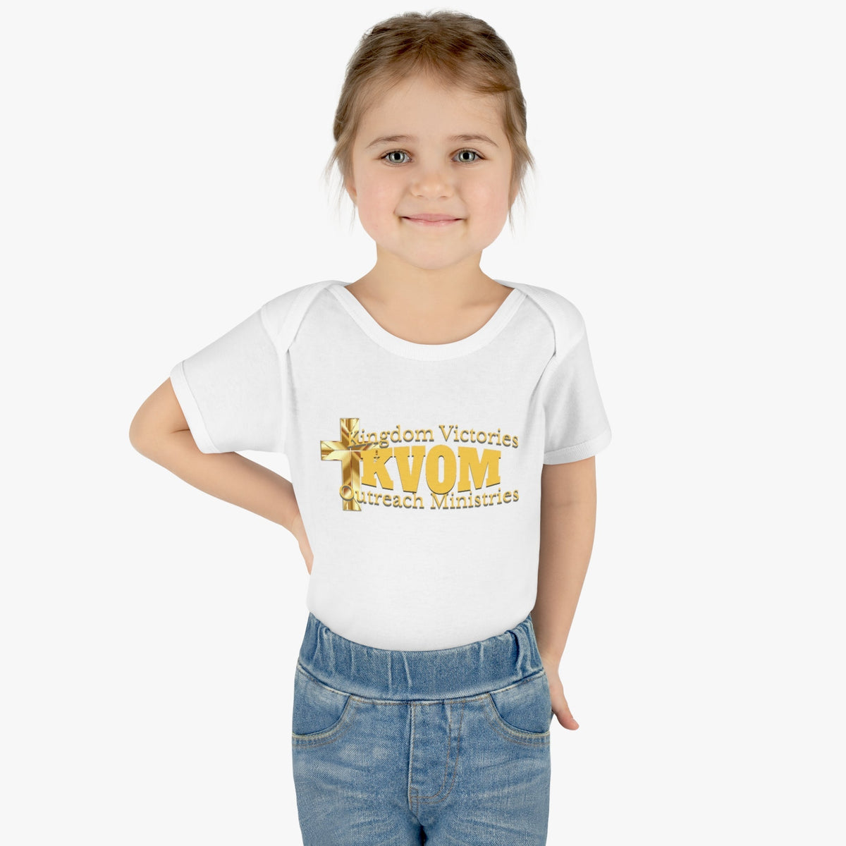 KVOM Yellow Gold Logo Baby Onsie-Children's Clothing-KVOM