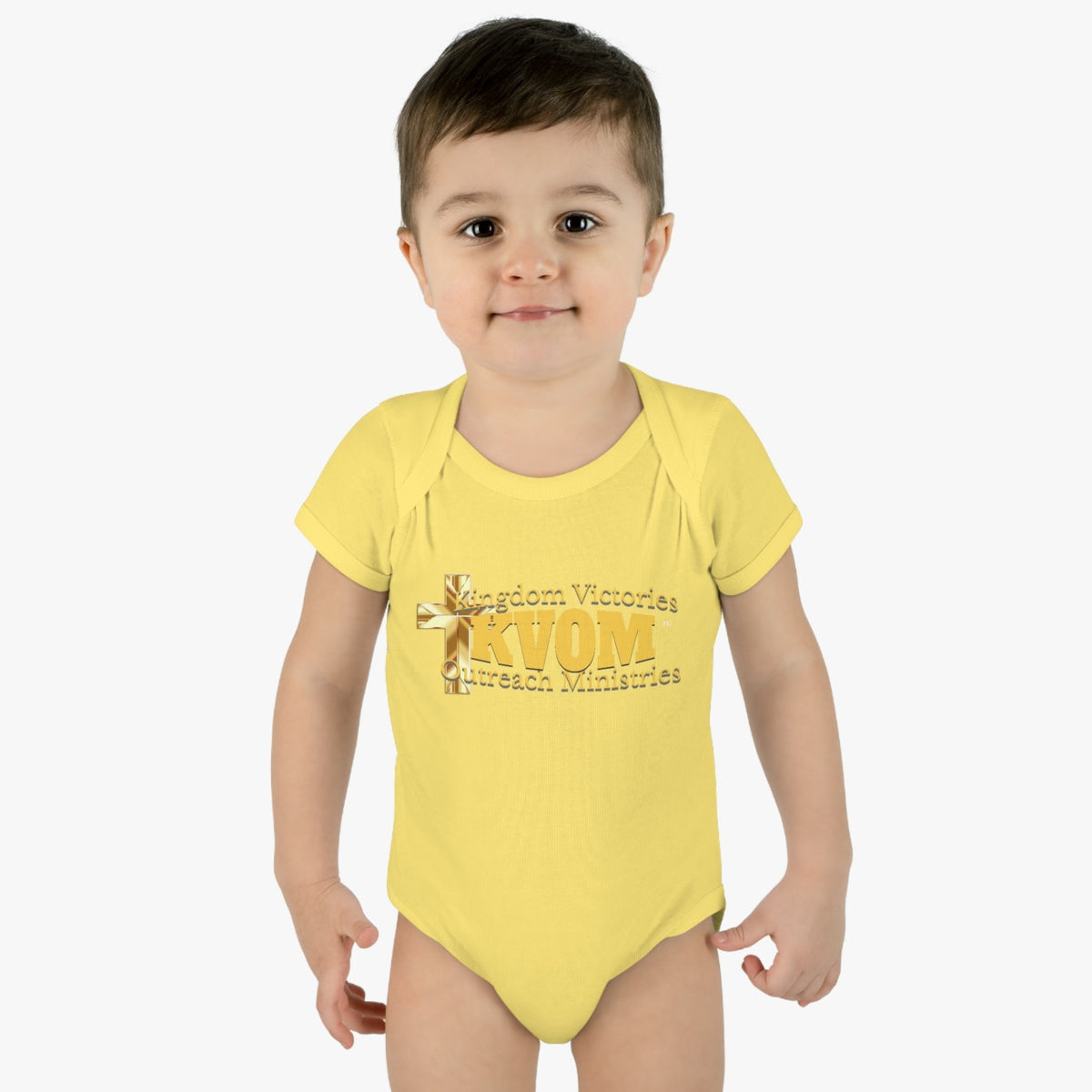 KVOM Yellow Gold Logo Baby Onsie-Children's Clothing-KVOM