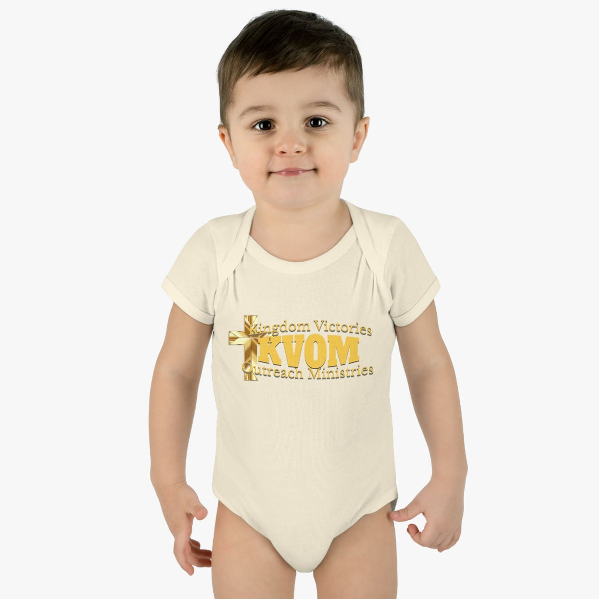 KVOM Yellow Gold Logo Baby Onsie-Children's Clothing-KVOM