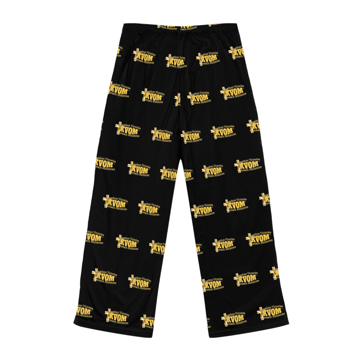 KVOM Yellow Gold Logo Patterned Women's Comfy Pants, Black-KVOM