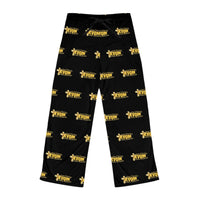 KVOM Yellow Gold Logo Patterned Women's Comfy Pants, Black-KVOM