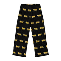 KVOM Yellow Gold Logo Patterned Women's Comfy Pants, Black-KVOM