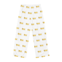 KVOM Yellow Gold Logo Patterned Women's Comfy Pants, White-KVOM