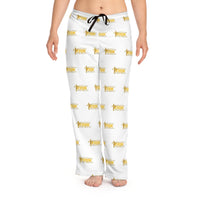 KVOM Yellow Gold Logo Patterned Women's Comfy Pants, White-KVOM