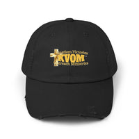 KVOM Yellow Gold Logo Unisex Distressed Cap-KVOM; Christian Clothing; Women’s Clothing; Men's Clothes, Men's Hats, Women’s T-Shirts; Hoodies Sale; Ladies Tops; Ladies Dresses; Floral Tops; Floral Dresses; Flower Clothes; Activewear; Glorious; Psalms; Blessings On Blessings; Teens Clothing; Christian Book Store; Girl’s Clothing Sale; Mother’s Day Sale; Gifts For Sister; Christian Gifts; Gifts for Daughter; Spring Sale; Clearance Sale; Jesus; Christ Is King; Holy Ghost; God Got Me; Spiritual Warrior; Propheti