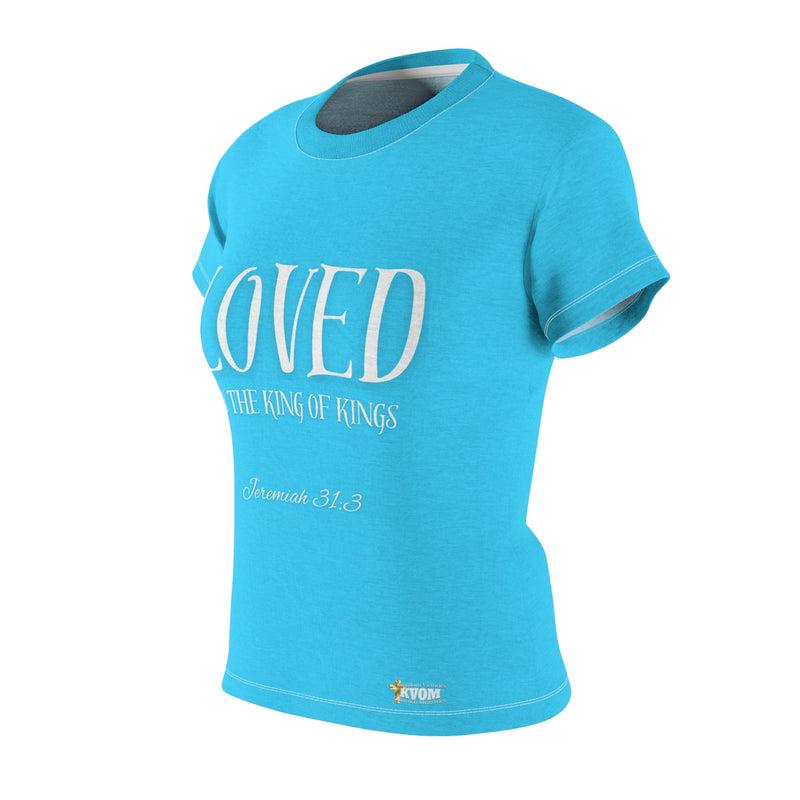 LOVED By The King of Kings Women's Fitted Tee True Blue-KVOM