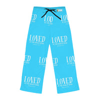 LOVED By The King of Kings Women's Patterned Comfy Pants, True Blue-KVOM