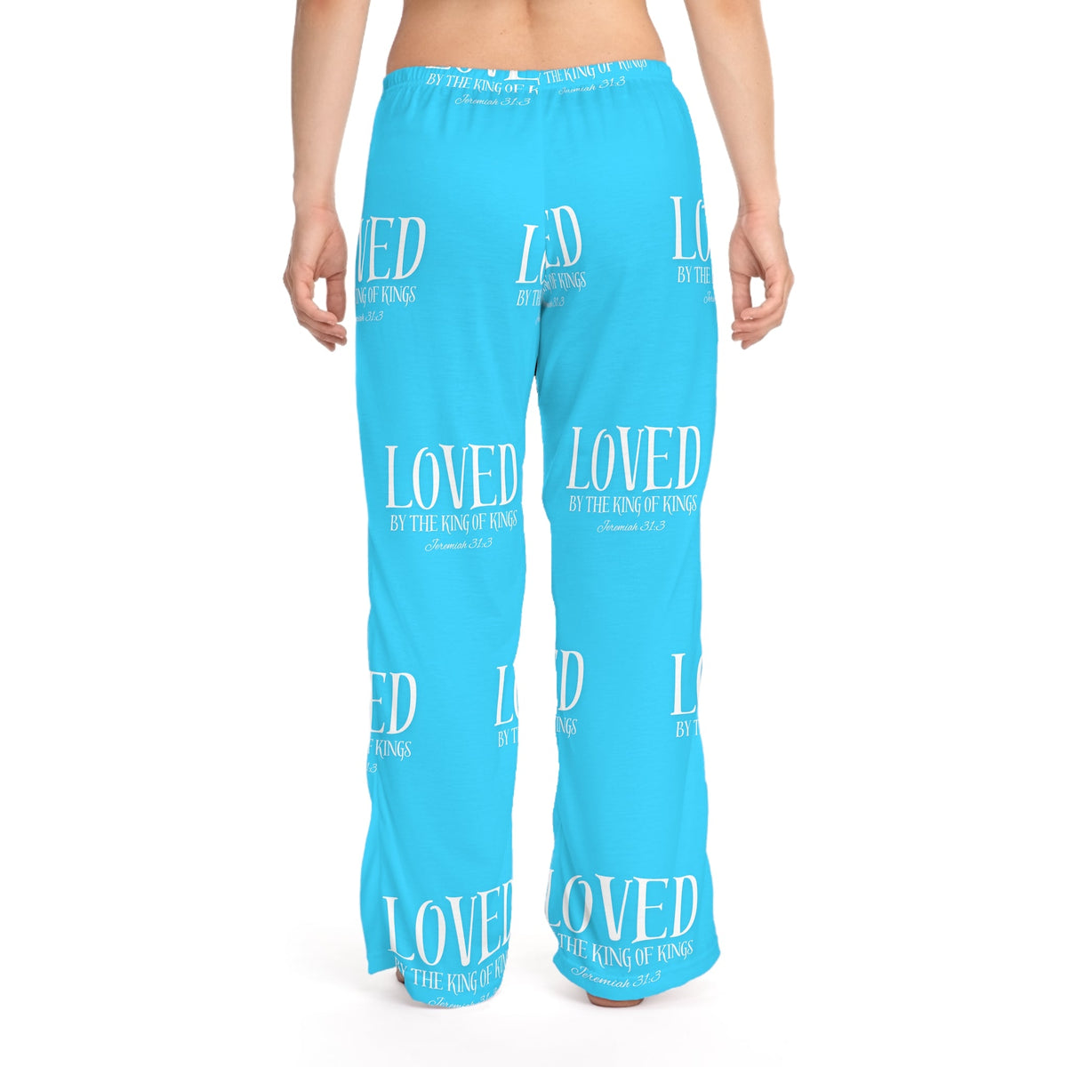 LOVED By The King of Kings Women's Patterned Comfy Pants, True Blue-KVOM