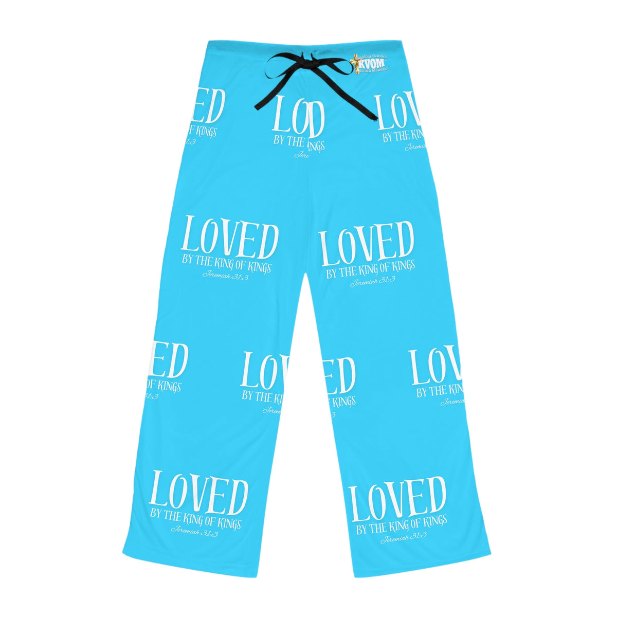 LOVED By The King of Kings Women's Patterned Comfy Pants, True Blue-KVOM