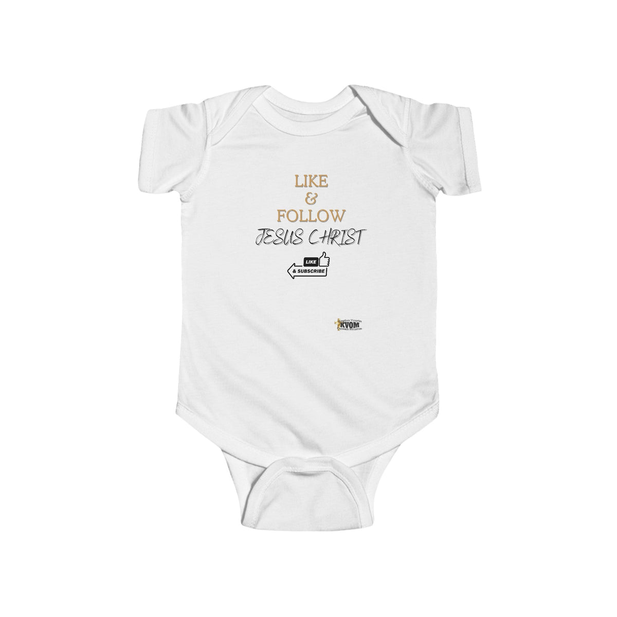 Like & Follow Jesus Infant Jersey Bodysuit-Children's Clothing-KVOM