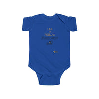 Like & Follow Jesus Infant Jersey Bodysuit-Children's Clothing-KVOM